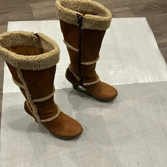 [39/8-8.5]The  Art Company Genuine Mustard Leather MidCalf Wool Heeled Boots - Picture 2 of 14